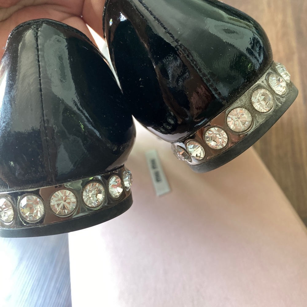 Miu Miu Black Patent Leather Bow Ballet Flats Siz… - image 5